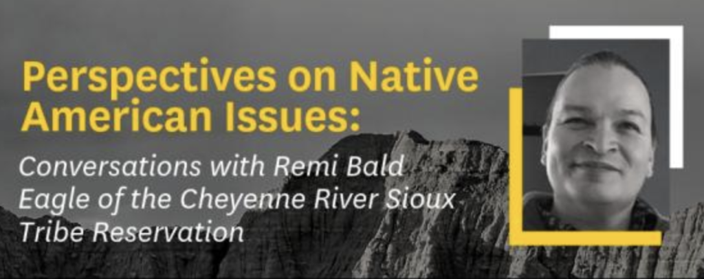 Flyer for 'Perspectives on Native American Issues' - Conversaitons with Remi Bald Eagle